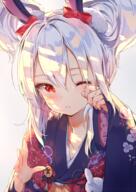 1_female animal_ears anime_girls arm_up azinasao azur_lane bangs blush bow brown_background bunny_ears collarbone commentary_request crying daitai_sotogawa_(futomomo) double_bun ears eyebrows_visible_through_hair female fingernails floral_print hair_between_eyes hair_bow hand_up head_tilt high_resolution japanese_clothes kimono laffey_(azur_lane) laffey_(snow_rabbit_and_candied_apple)_(azur_lane) long_hair long_sleeves looking_at_viewer obi one_eye_closed pixiv point_of_view print_kimono purple_kimono red_bow red_eyes safe sash sidelocks silver_hair simple_background sleeves_past_wrists solo tears wide_sleeves wiping_tears ラフィー ラフィー_改造おめ 太もも 雪うさぎとりんご飴 // 1500x2122 // 3.1MB