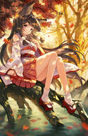 1_female animal_ears autumn autumn_leaves bangs black_hair blunt_bangs branch brown_eyes clenched_hand commentary_request corset detached_sleeves ears explicit eyebrows female footwear fox_ears gelbooru hair_blowing hair_ornament hand_on_own_chest high_resolution japanese_clothes long_hair long_sleeves looking_at_viewer miko original outside platform_footwear pleated_skirt point_of_view red_footwear red_skirt ribbon-trimmed_sleeves ribbon_trim rope safe sandals shoes sibyl sidelocks sitting skirt socks solo thick_eyebrows tree very_long_hair water white_legwear wide_sleeves // 1200x1844 // 1.5MB