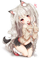 1_female 1girl 2 2d_art 3 animal_ears animal_tail anzu_ame azur_lane bangs bare_shoulders black_skirt blush braid brown_shirt canine clown_222 clownwolc collar d dog dog_ears dog_girl dog_tail ears explicit eyebrows eyebrows_visible_through_hair fang fangs female hair_ornament head_tilt heart long_hair long_sleeves looking_at_viewer loose_socks mammal navel one_side_up open_mouth pixiv_66656985 pleated_skirt point_of_view red_collar red_footwear safe sankaku_channel sarashi shirt side_braid signature silver_hair simple_background skirt sleeves_past_wrists smile socks solo tail thick_eyebrows tied_hair very_long_hair white_background white_legwear wolf_ears yuudachi_(azur_lane) わんわん！◇2018 // 690x1000 // 513.5KB