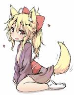 1_female 1girl animal_ears animal_tail blonde_hair bow breasts commentary_request d ears explicit female fox_ears fox_tail hair_bow hair_ornament heart japanese_clothes kimono looking_at_viewer natsu_no_koucha obi open_mouth original point_of_view ponytail safe sankaku_channel sash short_kimono sidelocks simple_background sitting sketch small_breasts smile tail tied_hair white_background // 550x700 // 67.6KB