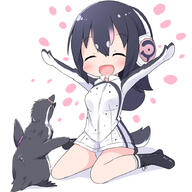 10s 11_aspect_ratio 1_female 1girl \o ^_^ ^o^ animal animal_tail anthropomorphism armband arms_up avian bird bird_tail black_hair blush boots closed_eyes commentary d explicit facing_another female footwear grape-kun happy headphones humboldt_penguin humboldt_penguin_(kemono_friends) jacket kemono_friends kneeling long_hair makuran o open_mouth outstretched_arms penguin pink_hair pixiv_63591224 pixiv_899657 purple_armband safe sankaku_channel short_hair sitting skyme smile tail wariza つまりはこれからもどうかよろしくね とうぶどうぶつこうえんコンビ よかったね グレープ君 グレープ君おめでとう フルル 優しい世界 大勝利グレープくん ｍ－くん // 913x913 // 342.3KB