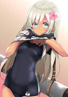 10s 1_female anthropomorphism bangs bikini blue_eyes blush breasts character_name closed_mouth clothes_lift covered_navel crop_top dark_skin explicit eyebrows_visible_through_hair female flower flower_(flowers) fringe gintarou_(kurousagi108) girl grey_hair hair_between_eyes hair_flower hair_ornament japanese_flag kantai_collection kurousagi108 lifted_by_self light_erotic light_smile long_hair looking_at_viewer may navel old_school_swimsuit one-piece_swimsuit one-piece_tan open_clothes pixiv_53669957 pixiv_95886 point_of_view ro-500_(kantai_collection) ro-500_submarine safe sailor_collar sailor_uniform sankaku_channel school_swimsuit school_uniform schoolgirl_uniform shiny shiny_clothes shirt shirt_lift silver_hair simple_background single small_breasts smile solo standing swimsuit swimsuit_under_clothes tall_image tan tan_lines tank_suit tanned top_lift torpedo u-511_(kantai_collection) undressing uniform white_hair おっぱい_-_二次元裏＠ふたば ぎん太郎 呂５００ // 810x1146 // 542.8KB