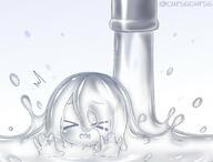 1girl blush curss d eyes_closed facing_viewer faucet female female_only female_solo goo_girl grey_background grey_hair grey_skin grey_theme kixyuresu lying monster_girl on_stomach open_mouth original slime slime_monster solo spilling twitter_username // 1024x777 // 62.5KB