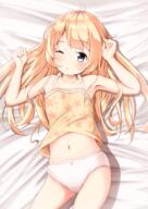 1_female 1girl ;d armpits bangs bare_arms bare_legs bare_shoulders bed_sheet blonde_hair blue_eyes blush bow bow_panties camisole check_commentary clothes_lift collarbone commentary_request contentious_content explicit eyebrows_visible_through_hair female female_only head_tilt high_resolution highres jervis_(kantai_collection) kantai_collection kikit legs lingerie loli lolibooru.moe long_hair looking_at_viewer lying lying_down male mochiyuki navel no_pants on_back one_eye_closed open_mouth panties parted_lips pixiv_67531341 pixiv_827582 point_of_view print_camisole questionable safe see-through shirt shirt_lift sidelocks smile solo sora_(kari) star star_print tears top_lift underwear very_long_hair white_panties white_underwear yellow_camisole young まったく、駆逐艦は最高だぜ!! もちゆき もちゆき＠cg集制作中!!!! もちゆき＠お仕事募集中 ジャーヴィス ジャーヴィスシーン ラッキー・ジャーヴィス 下着艦娘 寝起きジャーヴィスちゃん 捷号決戦!邀撃、レイテ沖海戦(後篇) // 1447x2047 // 2.0MB