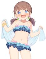 1_female 2 2d_art ass_visible_through_thighs bangs bare_shoulders bikini blue_bikini blue_eyes blush brown_hair collarbone commentary_request d explicit eyebrows_visible_through_hair female hair_ornament hands_up holding holding_towel layered_bikini loli long_hair looking_at_viewer low_twintails muku_(muku-coffee) navel open-mouth_smile open_mouth original pixiv_83590271 point_of_view polka_dot polka_dot_bikini polka_dot_swimsuit safe sankaku_channel scrunchie simple_background smile solo star_(symbol) star_hair_ornament swimsuit thighs tied_hair towel twintails white_background wrist_scrunchie yellow_scrunchie むく 女児水着 水着をお披露目する女の子 // 878x1140 // 471.9KB