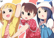 10s 3_females 3girls absurd_resolution absurdres akamatsu_yui arms_behind_head atfbooru.ninja blonde_hair blue_hair blue_ribbon brown_eyes brown_hair chestnut_mouth child collarbone d dress explicit female hair_bobbles hair_ornament hair_tie hat hat_with_ears headwear high_resolution highres jacket kamonegi_(meisou1998) kise_sacchan kotoha_(mitsuboshi_colors) layered_dress loli lolibooru.moe looking_at_viewer mitsuboshi_colors multiple_females multiple_girls open_clothes open_jacket open_mouth outstretched_arm point_of_view polka_dot polka_dot_dress ponytail puffy_short_sleeves puffy_sleeves red_dress ribbon safe shirt short_hair short_sleeves side_ponytail smile striped striped_background striped_shirt tied_hair upper_body young // 5767x4078 // 4.9MB