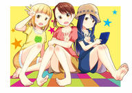 10s 3_females 3_girls akamatsu_yui asymmetrical_hair atfbooru.ninja bangs barefoot bent_knee_(knees) blonde_hair blouse blue_dress blue_hair blunt_bangs blush body_blush border brown_eyes brown_hair child commentary_request dress explicit feet feet_together female forehead fringe full_body game_console girl girl_sandwich hair_bobbles hair_ornament hair_tie hat high_resolution highres kise_sacchan knees_together_feet_apart kotoha_(mitsuboshi_colors) leafar legwear loli lolibooru.moe long_hair looking_at_viewer mitsuboshi_colors multiple_females multiple_girls open_mouth pixiv_6379958 pixiv_66807349 ponytail puffy_short_sleeves puffy_sleeves red_blouse safe sandwiched short_hair short_sleeves short_twintails shorts side_ponytail silver_link sitting skirt smile soles star star_(symbol) tied_hair tochiro0321 toes twintails w yellow_background yellow_eyes young とちろ 上野の街は、我らカラーズが守る！ // 2047x1447 // 1.6MB