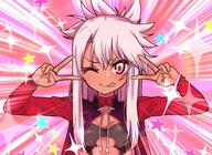 1_female 1girl ;p absurd_resolution absurdres armor bangs blush breastplate breasts brown_skin capelet chawan_(yultutari) chloe_von_einzbern closed_mouth danbooru dark_skin dark_skinned_female double_peace_sign double_v emotional_engine_-_full_drive fate fategrand_order fatekaleid_liner_prisma_illya fate_(series) fate_grand_order fate_kaleid_liner_prisma_illya female hair_between_eyes hair_ornament hairpin half_updo hands_up high_resolution highres jewelry lolibooru.moe long_hair long_sleeves looking_at_viewer one_eye_closed orange_eyes parody pink_background pink_hair point_of_view red_capelet safe sankaku_channel sei_shounagon_(fate) shrug_(clothing) sidelocks small_breasts smile solo sparkle star star_(symbol) tied_hair tongue tongue_out v v-shaped_eyebrows very_high_resolution // 3540x2580 // 1.3MB