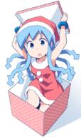 1_female alternate_costume anbe_masahiro armpits arms_up art box bracelet christmas eye_contact female from_above gift gift_box hat headwear ika_musume in_box in_container jewelry looking_at_another looking_at_viewer o open_mouth point_of_view safe santa_costume santa_hat shinryaku!_ika_musume shirt simple_background sleeveless solo squid_girl tentacle_hair tentacles white_background // 641x1080 // 344.5KB