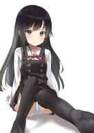 10s 1_female 1girl absurdres asashio_(kancolle) asashio_(kantai_collection) black_dress black_hair black_legwear black_vest blue_eyes blue_panties blush buttons clip_studio_paint closed_mouth danbooru dress eye_contact eyebrows eyebrows_visible_through_hair female geez,_destroyers_are_the_best!! highres kantai_collection legwear long_black_hair long_hair long_sleeves looking_at_another looking_at_viewer natsu_(sinker8c) no_shoes panties pantyshot pantyshot_(sitting) pinafore_dress point_of_view remodel_(kantai_collection) safe shadow shirt simple_background sinker8 sitting solo thigh-highs thighhighs underwear vest white_background white_shirt あししお なつ 朝潮 朝潮型はガチ 母乳ち～ずの夏 // 2508x3541 // 2.1MB