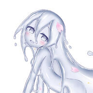 1_female 1girl blush breasts cherry_blossoms colored_sclera colored_skin curss d eye_contact eyes face facial_expression female from_side grey_eyes grey_hair grey_sclera grey_skin high_resolution highres long_hair looking_at_another looking_at_viewer looking_to_the_side monster_girl open_mouth original point_of_view safe simple_background slime_girl small_breasts smile solo very_long_hair white_background // 1200x1200 // 631.4KB