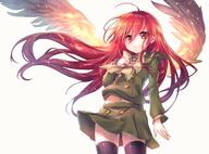 1_female ahoge alastor_(shakugan_no_shana) anniversary black_legwear black_thighhighs blush bow commentary_request eyes face facial_expression female formal girl hair hand_on_chest hand_on_own_chest j.c._staff jewelry junk_tag ks ks_(xephyrks) legwear long_hair long_sleeves looking_at_viewer navel necklace pendant red_eyes red_hair safe sailor_uniform school_uniform schoolgirl_uniform serafuku shakugan shakugan_no_shana shana shirt single skirt skirt_set smile solo stomach thighhighs uniform very_long_hair white_background wind wind_lift wings xephyr26 xephyrks zettai_ryouiki zettairyouiki シャナ シャナ5000users入り フレイムヘイズ 灼眼のシャナ 炎翼 // 1200x888 // 736.0KB