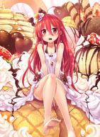 1_female ahoge alastor_(shakugan_no_shana) arms_framing_breasts ass bare_legs barefoot blush bow bread breasts candy chocolate chocolate_heart chocolate_syrup cleavage collarbone cream dress eating eye_contact eyes face facial_expression feet female food framing_breasts fruit girl hair hair_between_eyes hair_bow hair_ornament halterneck heart high_resolution holding ice_cream j.c._staff jewelry ks ks_(xephyrks) legs long_hair looking_at_another looking_at_viewer mature melon_bread mouth_hold neck oversized_object parfait pendant point_of_view red_eyes red_hair ribbon safe sankaku_channel shakugan_no_shana shana shana_(shakugan_no_shana) sitting smile soles solo sparkle strawberry sweets tall_image toes v_arms valentine valentine's_day very_long_hair white_dress xephyr26 xephyrks yande.re シャナ シャナ5000users入り スウィートバレンタイン フレイムヘイズ 大きな食べ物 灼眼のシャナ 甘党 // 1000x1364 // 1.6MB