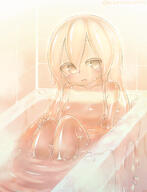 1_female 1girl bathing bathtub batt breasts completely_nude curss d eye_contact eyes face facial_expression female hair_between_eyes hand_on_own_knee high_resolution highres legs_together long_hair looking_at_another looking_at_viewer medium_breasts monster_girl nippleless_bare_chest no_nipples nude open_mouth original point_of_view safe sitting slime_girl small_breasts smile solo transparent_skin // 1620x2112 // 2.1MB