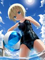 1_female 2d_art ass ass_visible_through_thighs ball beach_ball beachball beautiful black_swimsuit blonde_hair blue_eyes blue_sky blush breasts butt_visible_from_the_front cloud cloudy_sky day erica_hartmann explicit eyes female goribote gorilla_bot hair haribote_(tarao) legs lolibooru.moe looking_at_viewer looking_down low-angle_view medium_breasts one-piece_swimsuit partially_submerged pixiv pixiv_37280005 safe school_swimsuit shiny shiny_clothes short_hair skindentation sky small_breasts solo strike_witches sun sunlight swimsuit swimwear thighs transparent volley_ball wading water wet wet_clothes wet_swimsuit world_witches_series コ゛りぼて スク水エーリカ ストウィ1000users入り 島田フミカネ 戦乙女 扶桑ズボン // 787x1050 // 825.0KB