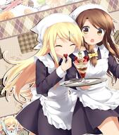 10s 2d_art 3_females 3girls >_< ^_^ alice_cartelet apron argyle arms_raised_up arms_up blonde_hair blush bow braid brown_eyes brown_hair chibi closed_eyes clothing commentary_request eating explicit eyes face facial_expression female floral_print food formal fruit goribote gorilla_bot group hair hair_bow hair_ornament hair_tie hairclip hairpin hand_on_another's_shoulder haribote_(tarao) hat head_scarf jewelry kin-iro_mosaic kinmoza kujou_karen long_hair macaron maid_attire maid_uniform matsubara_honoka multiple_females multiple_girls o open_mouth parfait pattern pixiv pixiv_50463729 plaid polka_dot ribbon safe sankaku_channel scarf smile spoon strawberry tarao tied_hair tray twin_braids twintails uniform union_jack waitress x_hair_ornament きんモザ1000users入り カレほの コ゛りぼて 松原穂乃花 混合3000users入り 野生の公式 // 725x825 // 760.4KB