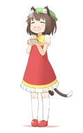 1_female ^_^ animal_ears blush bow brown_hair cat_ears chen child closed_eyes d dress ears face facial_expression female footwear hair happy hat headwear holding kneehighs legwear lolibooru.moe mary_janes mob_cap multiple_tails nakashino_setsu nekomata open_mouth revision safe shoes short_hair simple_background smile socks solo standing_position tail touhou white_background white_legwear yellow_neckwear young // 700x1119 // 210.5KB