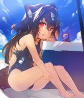2 2d_art animal_ear_fluff animal_ears animal_tail barefoot blue_swimsuit brown_hair cloud collar dog_ears dog_girl dog_tail ears eyes fang feet female hair_intakes high_resolution hiyoko kannagi_cocoa legs loli long_hair one-piece_swimsuit open_mouth original outdoors outside pixiv_5031 pixiv_90991218 questionable red_eyes safe school_swimsuit sitting sky swimsuit swimwear tagme tail thighs toba_hiyoko toes twitterここあイラストまとめ // 1200x1400 // 1.7MB