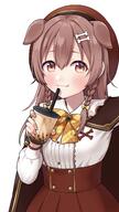 1_female 1girl 3 animal_ears animal_print animal_tail bangs blush bone_hair_ornament bow bowtie braid brown_eyes brown_hair bubble_tea cape center_frills closed_eyes clothing cowboy_shot cup danbooru disposable_cup dog_ears dog_girl dog_tail drinking_straw ears eyes eyes_closed face facial_expression fang fang_out fangs_out female frilled_skirt frills gelbooru hair hair_between_eyes hair_ornament hair_ribbon hairclip high-waist_skirt high_resolution holding holding_cup hololive inugami_korone inumimi korone_ch. long_hair long_sleeves looking_at_viewer paw_print red_skirt ribbon safe sankaku shirt side_braids simple_background skirt smile solo tail tied_hair tomozu tress_ribbon twin_braids very_high_resolution virtual_youtuber white_background white_shirt yellow_neckwear // 1825x3249 // 957.8KB
