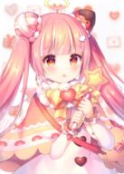 1_female 1girl bag bangs blurry blurry_background blush bow capelet commentary_request depth_of_field diagonal_stripes double_bun dress eyebrows eyebrows_visible_through_hair eyes female female_only flower-shaped_pupils flower_(symbol) hair halo holding holding_object holding_wand indie_virtual_youtuber long_hair long_sleeves looking_at_viewer maika_tyua multicolored_hair o open_mouth parted_lips pink_hair pjrmhm_coa red_capelet red_eyes safe series shoulder_bag simple_background solo star_(symbol) streaked_hair striped striped_bow symbol-shaped_pupils tied_hair twintails upper_body virtual_youtuber wand white_background white_dress white_hair // 715x1000 // 770.4KB