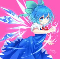1_female artist_name bad_id bad_pixiv_id bangs blue_dress blue_eyes blue_hair blush bow chikuwa_savi chikuwa_savy cirno clothing commentary commentary_request cowboy_shot danbooru dress explicit eyebrows eyebrows_visible_through_hair eyes face facial_expression female gelbooru green_bow grin hair hair_between_eyes hair_bow ice ice_wings looking_at_viewer neck neck_ribbon neckwear pinafore_dress pink_background point_of_view puffy_short_sleeves puffy_sleeves red_neckwear red_ribbon ribbon safe safebooru shirt short short_hair short_sleeves simple_background sleeves smile solo touhou twitter_username v-shaped_eyebrows white_shirt wings // 1000x992 // 746.0KB