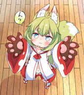 1_female 3 animal_ears animal_hands animal_print animal_tail armpit_peek belly blue_eyes blush bob_cut child claws clothing collarbone contentious_content done done_(donezumi) done_gon ears eyebrows eyebrows_visible_through_hair eyes female female_focus female_only footwear fox_ears fox_girl fox_tail foxgirl green green_hair hair head_tilt high_resolution legwear loli long_sleeves looking_at_viewer navel neck old original paw_print paws pixiv_94148530 questionable red_ribbon ribbon safe sailor_collar shirt short_hair socks solo solo_female solo_focus speech_bubble stomach tail white_legwear white_ribbon white_shirt white_socks young どね ばばりろ ロリババア 挟む？ // 1500x1680 // 1.1MB