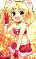 1_female 1girl 2d_art absurd_resolution absurdres animal_ears bangs bare_shoulders bell bell_choker blonde_hair blue_eyes blurry blurry_background blush brown_choker cat_ears choker christmas collarbone commentary_request crop_top d danbooru depth_of_field earrings ears explicit eyebrows eyebrows_visible_through_hair eyes face facial_expression fang fangs female fur fur-trimmed_gloves fur-trimmed_skirt fur_trim gelbooru gloves hair hand_up high_resolution highres jewelpet_(series) jewelpet_twinkle jewelry long_hair looking_at_viewer midriff miria_marigold_mackenzie neck neck_bell necklace nyama open_mouth parted_bangs pinei2007 pixiv_72323631 point_of_view red_bandeau red_gloves red_skirt safe safebooru santa_costume santa_girl santa_gloves shoulders skirt smile solo star star_(symbol) star_earrings tied_hair twintails v サンタkmb ジュエルペットてぃんくる☆ ミリア・マリーゴールド・マッケンジー // 2442x4000 // 5.5MB