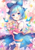 1_female 1girl ahoge bangs blue_dress blue_eyes blue_flower blue_hair blue_rose blue_wings blurry blurry_background blush bouquet bow cirno cirno_day commentary_request confetti d depth_of_field detached_wings dress eyebrows eyebrows_visible_through_hair eyes face facial_expression fairy female flower frilled_dress frills hair hair_bow hair_ornament head_tilt holding holding_bouquet holding_object ice ice_wings kkpk_deluxe lolibooru.moe looking_at_viewer open-mouth_smile open_mouth pink_flower pink_rose pjrmhm_coa puffy_short_sleeves puffy_sleeves purple_flower purple_rose red_bow rose safe salma_izzatunnuha short short_hair short_sleeves sleeveless sleeveless_dress sleeves smile solo touhou touhou_project white_bow wings yellow_flower yellow_rose // 707x999 // 860.3KB