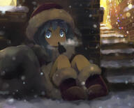 1_female 1girl 2d_art blue_eyes blue_hair blush boots brick_wall christmas christmas_2012 christmas_outfit clothing explicit eyes female female_focus female_only footwear glowing glowing_eyes hair hat headwear hi5tj0gp matching_haireyes original original_character pappii pappii_(paprika_shikiso) paprika_shikiso pixiv_32309446 pixiv_id_1285342 rough safe santa_hat sitting sketch snow snowing solo solo_female stairs window なにこれかわいい サンタのアルバイト パプリカ色素 // 768x620 // 178.0KB