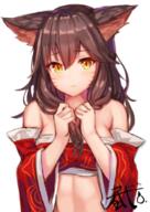 1_female adjusting_hair ahri ahri,_the_nine-tailed_fox animal_ears animal_eyes ato_(haru_ato) bad_id bad_twitter_id bandeau bare_belly bare_shoulders blurry blush breasts brown_hair cleavage crop_top danbooru detached_sleeves ears embarrassed explicit facial_mark fang fang_(fangs) fangs female fox_ears fox_girl fringe girl hair_between_eyes haru_ato haruato holding korean_clothes large_breasts league_of_legends light_erotic long_hair looking_at_viewer looking_down markings messy_hair multicolored_eyes orange_eyes point_of_view revision safe shoulders signed simple_background single slit_pupils solo tall_image traditional_clothes upper_body whisker_markings white_background wide_sleeves yellow_eyes // 800x1130 // 936.0KB