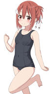 1_female 1girl barefoot black_swimsuit breasts commentary_request eyes face facial_expression feet female hair high_resolution highres hippo_(hirople) legs looking_at_viewer old_school_swimsuit one-piece_swimsuit ponytail red_eyes red_hair ribbon safe school_swimsuit short_hair short_ponytail simple_background small_breasts smile solo standing standing_on_one_leg standing_position swimsuit swimwear tied_hair white_background white_ribbon yuuki_yuuna yuuki_yuuna_wa_yuusha_de_aru yuusha_de_aru // 985x1855 // 481.9KB