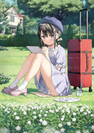 1_female 2d_art 5_nenme_no_houkago 5th-year ass bangs black_hair blurry blurry_background building closed_mouth clothes_lift clothes_pull clothing commentary_request danbooru day dress eyes female flower footwear full-length_portrait gelbooru grass grey_dress hair hair_between_eyes hair_ornament hair_scrunchie hat heels high_heels high_resolution holding holding_object holding_pen house kantoku knees_up legwear lingerie original outdoors outside paintbrush palette_(object) panties pantyhose pantyshot pantyshot_(squatting) pen pink_eyes pink_footwear pixiv pixiv_91813609 purple_dress purple_eyes questionable safe sankaku scrunchie shiny shiny_hair shizuku_(kantoku) shoes short short_dress short_hair short_sleeves sitting sketchbook skirt skirt_lift skirt_pull sleeves socks solo squatting suitcase textless tree underwear white_clover white_hair_ornament white_legwear white_panties white_scrunchie white_socks white_underwear すきまいまい カントク // 1629x2300 // 749.9KB