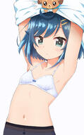 1_female 1_other armpits arms_raised_up black_legwear blue_eyes blue_hair bra breasts character clothes_lift clothing commentary_request contentious_content delicious_party_precure eyes female female_focus fuwa_kokone hair high_resolution legwear lifted_by_self loli lolibooru.moe looking_at_viewer navel no_pants panties panties_under_pantyhose panties_visible_through_clothing pantyhose pretty_cure questionable shirt shirt_lift short_hair simple_background small_breasts solo stomach top_lift underwear undressing upper_body white_background white_bra white_panties white_shirt white_underwear yuuma_(skirthike) // 900x1447 // 322.1KB