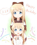 2_females 2girls araki495 atfbooru.ninja birthday blonde_hair blue_eyes bow child clothing confetti d dated eyes face facial_expression female hair hair_bow hair_ornament hand_on_another's_head hand_on_head hand_on_shoulder happy_birthday high_resolution loli lolibooru.moe long_hair md5_mismatch multiple_females multiple_girls nanamori_school_uniform open-mouth_smile open_mouth pixiv_34593674 pixiv_89056 potential_duplicate revision safe sailor_uniform school_uniform schoolgirl_uniform serafuku simple_background smile time_paradox toshinou_kyouko uniform white_background young younger yuru_yuri 京子ちゃんず 理紅 // 1000x1215 // 662.1KB