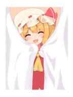 1_female ^_^ absurd_resolution ascot blonde_hair closed_eyes commentary curtain_grab curtains d eyebrows eyebrows_visible_through_hair face facial_expression facing_viewer female flandre_scarlet grabbing hair hat hat_ribbon headwear high_resolution iroha_(pcrx7327) lolibooru.moe mob_cap open_mouth red_ribbon ribbon safe smile solo touhou upper_body white_headwear yellow_ascot // 2304x3072 // 2.1MB