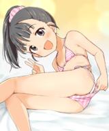 1_female 2d_art ahegao bikini bikini_pull black_eyes black_hair clip_studio_paint clothes_pull commentary_request contentious_content danbooru explicit eyebrows eyebrows_visible_through_hair female female_only flat_chest fukuyama_mai hair hair_tie loli lolibooru.moe looking_at_viewer lying micro_bikini mirakichi nijie.info on_side peace_sign pink_bikini pink_swimsuit pixiv.net pixiv_209773 pixiv_74518071 point_of_view ponytail questionable sankaku_channel scrunchie solo solo_female striped striped_bikini striped_swimsuit stripped_bikini swimsuit swimsuit_pull swimwear the_idolm@_cinderella_girls the_idolm@ster tied_hair top_pull v young おしごとがんばります！ やすみみらきち やすみみらきち3日目南ヘ31a やすみみらきち@金曜東カ45a 見せない構図 // 585x700 // 297.5KB
