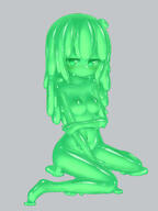 1_female 1girl between_legs blush breasts closed_mouth colored_sclera commentary completely_nude curss dot_mouth eyes female green_eyes green_hair green_sclera green_theme grey_background hair hand_between_legs high_resolution highres long_hair looking_at_viewer monochrome monster_girl navel nippleless_bare_chest no_nipples nude original safe simple_background sitting slime_girl small_breasts solo stomach wariza // 1620x2160 // 1.1MB