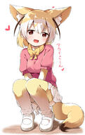 1_female 1girl 2d_art animal_ear_fluff animal_ears animal_humanoid animal_tail bangs between_legs blonde_hair blush bottomwear bow breasts brown_eyes brown_hair brown_legwear canid canid_humanoid canine canine_humanoid clothed clothing crouching cute d ears eyebrows eyebrows_visible_through_hair eyes face facial_expression female fennec_(kemono_friends) fennec_fox_(kemono_friends) fennec_humanoid footwear fox_ears fox_girl fox_humanoid fox_tail full-length_portrait full_body hair hair_between_eyes hand_between_legs heart heart_symbol high_resolution highres humanoid kemono_friends makuran mammal mammal_humanoid medium_breasts multicolored_hair open_mouth open_smile pink_sweater pixiv_87804318 pleated_skirt puffy_short_sleeves puffy_sleeves safe sankaku_channel shoes short short_sleeves simple_background skirt skyme sleeves smile solo squatting sweater tail text thigh-highs thighhighs topwear translated translation_request two-tone_hair two_tone_hair white_background white_footwear white_hair white_skirt yellow_bow フェネ フェネック(けものフレンズ) ｍ－くん // 1006x1600 // 158.4KB