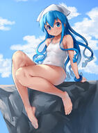 09489ae1827b8756c1631457afd5bb63 1_female absurd_resolution aomo6 aomoro bare_legs bare_shoulders barefoot blue_eyes blue_hair blue_sky breasts closed_mouth clothing covered_navel day eyes face facial_expression feet female full-length_portrait hair hair_between_eyes hat headwear high_resolution ika_musume ikamusume legs light_smile long_hair looking_at_viewer navel one-piece_swimsuit outdoors outside questionable safe sankaku school_swimsuit shinryaku!_ika_musume shoulders sitting sky small_breasts smile solo squid_hat stomach summer swimsuit swimwear tentacle_hair tentacles thighs toes very_high_resolution white_headwear white_school_swimsuit white_swimsuit あおもろⅱ 剥ぎ取りたい水着 水着イカちゃん // 3414x4644 // 2.4MB