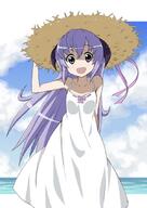 clothing dress female furude_hanyuu hat headwear higurashi_no_naku_koro_ni horns mana_(pixiv_14835) potential_duplicate solo sun_hat sundress // 600x847 // 260.1KB