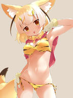 1_female 1girl animal_ear_fluff animal_ears animal_print animal_tail archway_of_venus armpits ass ass_visible_through_thighs bikini blonde_hair bow bowtie breasts brown_eyes clothes_lift clothing commentary_request contentious_content cowboy_shot danbooru ears explicit extra_ears eyebrows eyebrows_visible_through_hair eyes female fennec_(kemono_friends) fox_ears fox_tail fur fur-trimmed_gloves fur_trim gelbooru gloves gluteal_fold hair hand_on_hip head_tilt high_resolution highres hips horns kemono_friends large_breasts loli looking_at_viewer makuran medium_breasts medium_hair medium_length_hair multicolored_hair navel neckwear oni_horns p pink_shirt pixiv_72989282 pixiv_899657 point_of_view print_bikini print_swimsuit questionable safe safebooru sankaku_channel setsubun shirt shirt_lift side-tie_bikini simple_background skyme solo stomach swimsuit swimwear tail thighs tiger_print tongue tongue_out top_lift two-tone_hair two_tone_hair white_hair yellow_bow yellow_bowtie yellow_neckwear young フェネシコ フェネック(けものフレンズ) 節分 鬼柄水着 ｍ－くん // 1200x1600 // 990.6KB