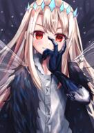 1_female 1girl bangs blush breasts claws clothing collar collared_shirt cosplay crown dragonfly_wings dress_shirt eyebrows eyebrows_visible_through_hair eyes face facial_expression fairy_wings fate fategrand_order fatekaleid_liner_prisma_illya fate_(series) fate_grand_order fate_kaleid_liner_prisma_illya female hair hair_between_eyes hand_on_own_face headwear high_resolution illyasviel_von_einzbern large_filesize lolibooru.moe long_hair long_sleeves looking_at_viewer oberon_(fate) oberon_(fate)_(cosplay) pan_korokorosuke questionable red_eyes safe shirt sidelocks small_breasts smile solo spoilers very_high_resolution white_hair white_shirt wings // 2894x4096 // 8.7MB
