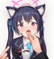 1_female ahoge animal_ear_fluff animal_ears bad_id bad_pixiv_id bangs black_gloves black_hair blazer blue_archive blue_jacket blue_necktie blue_neckwear blue_ribbon blush bodily_fluids bow burn cat_ears catgirl clothing coffee coffee_mug collar collared_shirt commentary_request cup ears erubesuto eyebrows eyebrows_visible_through_hair eyelashes eyes fang feline_characteristics female gloves hair hair_between_eyes hair_bow hair_ornament hair_ribbon half_gloves halo hand_up holding holding_cup injury jacket kuromi_serika kuromorinrin long_hair long_sleeves looking_at_viewer mug necktie neckwear nekomimi open_mouth pixiv_5555737 pixiv_88112888 purple_eyes purple_hair red_eyes ribbon safe sankaku_channel serika_(blue_archive) shirt sidelocks simple_background skin_fang solo solo_focus tears tied_hair tongue tongue_grab tongue_out twintails upper_body very_long_hair white_background white_shirt おちあき セリカ 猫舌セリカ // 2242x2481 // 3.6MB