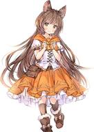 1_female 1girl animal_ears aster_(granblue_fantasy) bag bangs blush boots bow brown_eyes brown_footwear brown_hair brown_legwear closed_mouth clothing commentary commentary_request copyright_request cross-laced_clothes danbooru ears erune eyebrows eyebrows_visible_through_hair eyes face facial_expression female footwear fur fur-trimmed_boots fur_trim granblue_fantasy hair hair_clip hair_ornament hairclip hands_up head_tilt kneehighs legwear lolibooru.moe long_hair looking_at_viewer orange_skirt pleated_skirt point_of_view safe satchel series shirt short short_sleeves simple_background skirt sleeves smile solo very_long_hair wataame27 white_background white_shirt yellow_bow // 501x708 // 69.8KB