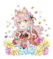 1_female 1girl ahoge animal animal_ear_fluff animal_ears avian bangs bird blue_flower bluebird blush brown_eyes brown_flower capelet clothing commentary_request d ears eyebrows eyebrows_visible_through_hair eyes face facial_expression fang fangs female flower gelbooru hair hair_between_eyes hair_flower hair_ornament hair_ribbon hood hood_down hooded_capelet long_hair long_sleeves open_mouth original petals photoshop_(medium) pink_flower pink_hair pink_rose red_capelet red_ribbon ribbon rose safe shirt simple_background sleeves_past_wrists smile solo wataame27 white_background white_shirt wolf-chan_(wataame27) wolf_ears yellow_flower // 1003x1108 // 731.8KB