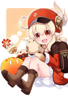 1_female ahoge backpack bag bangs blonde_hair bloomers blush boots brown_eyes brown_footwear brown_gloves cabbie_hat commentary_request d dress ears eyebrows eyebrows_visible_through_hair eyes face facial_expression feathers female footwear full-length_portrait genshin_impact gloves hair hair_between_eyes harada_(sansei_rain) hat hat_feather headwear holding klee_(genshin_impact) knees_up long_hair long_sleeves looking_at_viewer low_twintails open_mouth pointy_ears puffy_long_sleeves puffy_sleeves red_dress red_headwear safe shoe_soles sitting smile solo tied_hair twintails underwear white_bloomers white_feathers // 715x1000 // 421.1KB