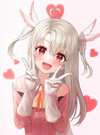 1_female absurd_resolution ascot bangs bare_shoulders blonde_hair blush commentary_request d detached_sleeves double_peace_sign dress eyes face facial_expression fate fatekaleid_liner_prisma_illya fatestay_night female gloves hair heart high_resolution hirumi illyasviel_von_einzbern long_hair looking_at_viewer open_mouth orange_ascot pink_dress red_eyes safe shoulders smile solo tagme tied_hair twintails upper_body v // 3000x4054 // 4.2MB