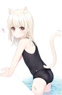 1_female 1girl 99gg9g9 animal_ear_fluff animal_ears animal_tail ass bad_id bad_twitter_id bandage bandaid bandaid_on_leg bangs black_swimsuit blonde_hair brown_eyes cat_ears cat_paw cat_tail catgirl child closed_mouth clothing contentious_content ears eyebrows eyebrows_visible_through_hair eyes feline_characteristics female from_behind hair hawawa high_resolution highres leaning leaning_forward little_girl loli long_hair looking_at_viewer looking_back nekomimi one-piece_swimsuit original pale_skin parfait_(hawawa) pool poolside question_mark questionable safe sankaku school_swimsuit simple_background solo swimsuit swimwear symbol-only_commentary tagme tail thighs wading water wet white_background young // 1501x2283 // 196.4KB