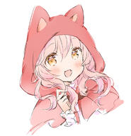 1_female 1girl angle animal_ears animal_hood bangs blush brown_eyes capelet commentary_request d dutch_angle ears eyebrows eyebrows_visible_through_hair eyes face facial_expression fake_animal_ears fang fangs female hair hair_between_eyes hand_up hood hood_up hooded_capelet kemonomimi long_hair looking_at_viewer open_mouth original perspective pink_hair point_of_view red_capelet safe simple_background smile solo upper_body wataame27 white_background wolf-chan_(wataame27) // 752x779 // 229.8KB