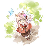1_female 1girl animal animal_ear_fluff animal_ears arm_up avian bangs bird black_legwear black_skirt blue_flower bluebird blush brown_eyes capelet clothing commentary commentary_request d ears eyebrows eyebrows_visible_through_hair eyes face facial_expression fang fangs female flower frilled_skirt frills from_above hair hair_between_eyes hair_flower hair_ornament hair_ribbon hood hooded_capelet kneehighs legwear long_hair long_sleeves looking_at_viewer looking_up open_mouth original outstretched_arm pink_flower pink_hair pleated_skirt point_of_view red_capelet red_footwear red_ribbon ribbon safe shirt skirt sleeves_past_wrists smile solo standing standing_position translated translation_request wataame27 white_shirt wolf-chan_(wataame27) wolf_ears // 736x745 // 242.6KB